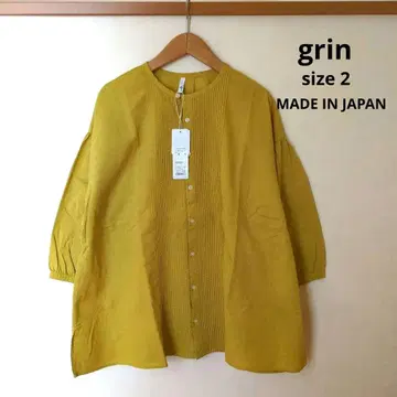 grin 면 린넨 브릭 핀턱 셔츠