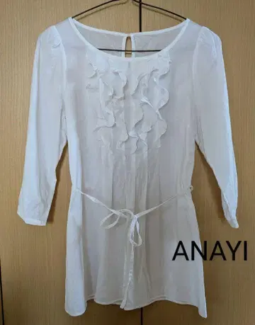 ANAYI 프론트 프릴 블라우스 38 화이트 셔츠 아나이