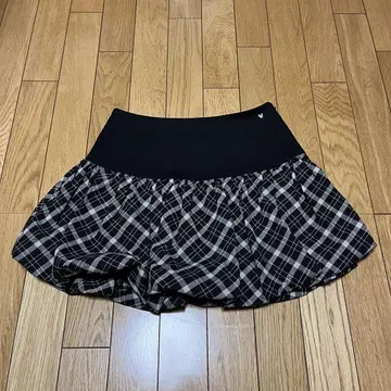 플레어 스커트 블랙 화이트 체크 숏 팬츠 포함