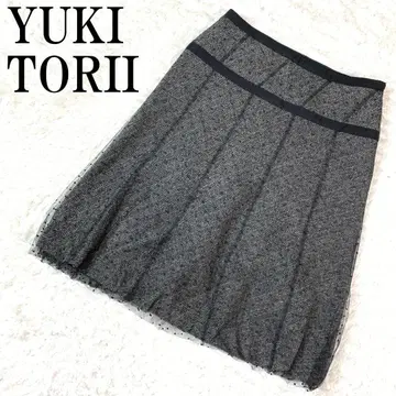 YUKI TORII 플로키 스커트 도트 무늬 그레이 38 B7824