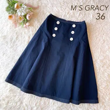 새상품급 M'S GRACY 2020년 버튼 스티치 스커트 네이비 36