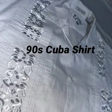 1990년대 빈티지 화이트 과야베라 셔츠