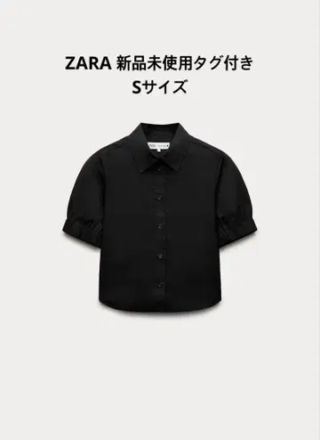 ZARA ZW COLLECTION 크롭 셔츠 블랙 반팔 셔츠
