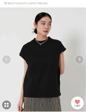 뷰티 & 유스 유나이티드 애로우즈 쿨 넥 프렌치 슬리브 티셔츠