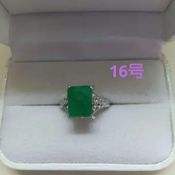 반지 반지 그린 장식 실버 컬러 쇼와 레트로 16호 앤티크