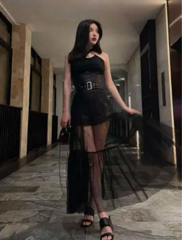 다리치 코르셋 튤 롱 스커트