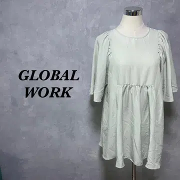 GLOBAL WORK 블라우스 플레어 슬리브 라이트 그린 F 3873