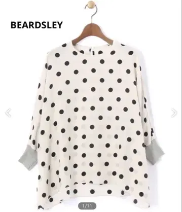 BEARDSLEY 실크 도트 블라우스 돌먼 슬리브 베이지 워셔블
