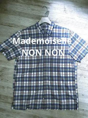 Mademoiselle NON NON 반팔 히로시 버튼 포켓 체크 셔츠