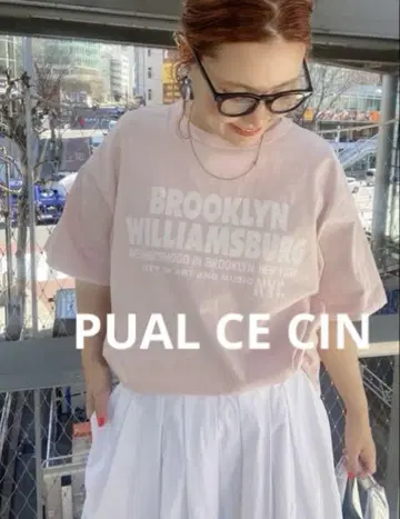 PUAL CE CIN 퓨어세신 로고 프린트 티셔츠 핑크
