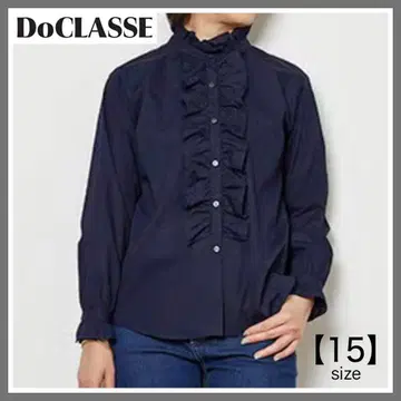 DoCLASSE 두클라세 페탈 프릴 하이넥 블라우스 네이비 15