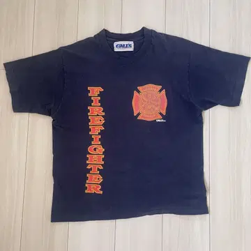 vintage 90s FIRE DEPT 소방관 티셔츠 좋은 페인트 네이비