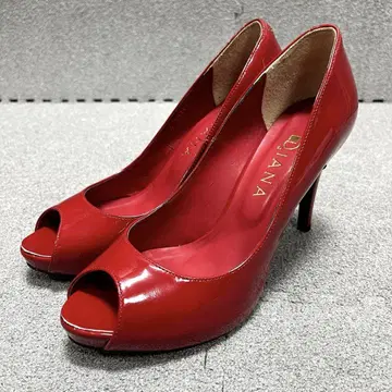 다이애나 빨간색 에나멜 하이힐 펌프스 오픈토 24.5cm