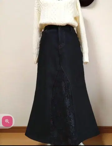 데님 리메이크 롱 스커트 W73 LL 블랙 데님