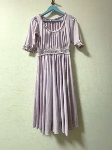 KIMIJIMA BOUTIQUE 연보라색 반팔 롱 원피스 L