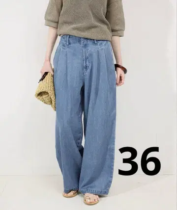 LEDENIM 탭 트라우저 슬로브 이엔나 36