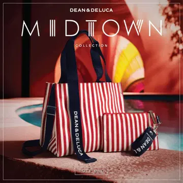 태국 방콕 DEAN&DELUCA 스트라이프 토트 네이비 빨간색.