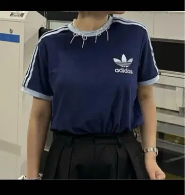아디다스 오리지널 adidas 테리 쓰리 스트라이프 반팔 티셔츠