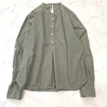 MHL. 마가렛호웰 밴드 카라 셔츠 카키 L 긴팔