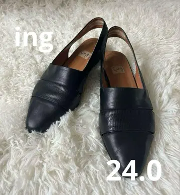 ing 가죽 샌들 천연 가죽 와이드 24cm 오피스 캐주얼 블랙 고급