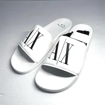 미사용 Armani Exchange 화이트 슬라이드 샌들