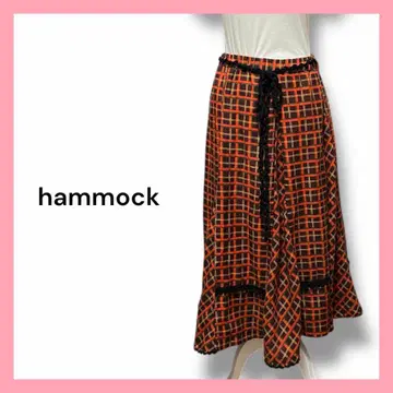 hammock 해먹 롱 스커트 체크 무늬 오렌지 계열