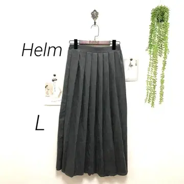 8475-1 Helm 플리츠 롱 스커트 L 무지 고급스러운 허리 밴딩