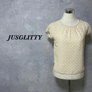 JUSGLITTY 니트 도트 이소재 슬릿 절개 베이지 3877