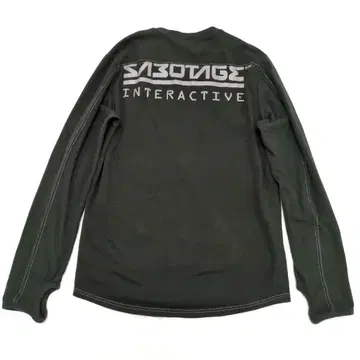SABOTAGE 긴팔 롱 T 셔츠 로고 손가락 구멍 블랙
