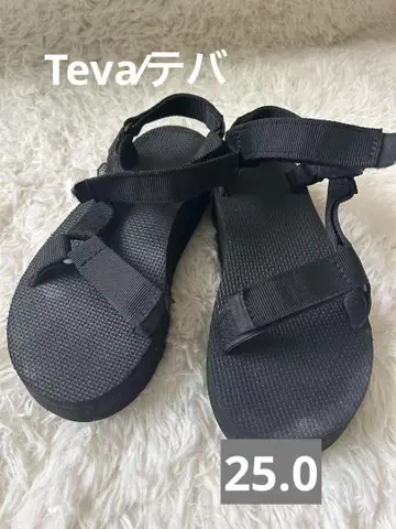 Teva 통굽 블랙 플랫폼 스포츠 샌들 25cm