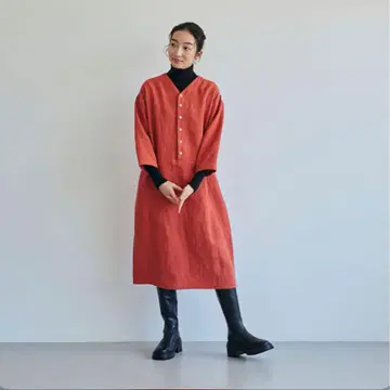 나카가와 마사시치 상점 두꺼운 원단 린넨 버튼 원피스
