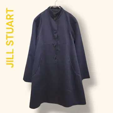 JILLSTUART 노카라 A 라인 코트 알파카 혼방 다크 네이비