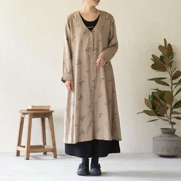 시삼 공방 인도 프론트 오픈 원피스 오가닉 코튼 100%