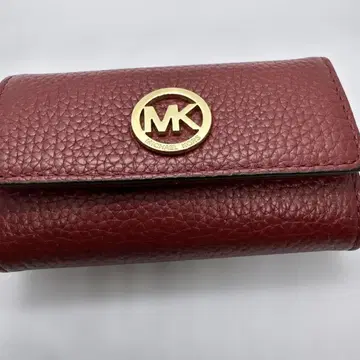 MK 버건디 가죽 키 케이스