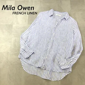 고급 프렌치 린넨 100%] MilaOwen 스트라이프 스키퍼 셔츠