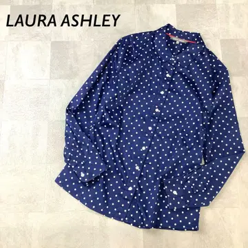 새상품급 LAURA ASHLEY 도트 무늬 셔츠 긴팔 네이비