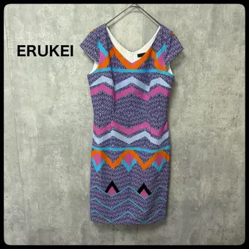 # ERUKEI 엘르케이 무릎 기장 원피스 올 패턴 반팔 드레스