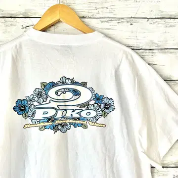 piko 피코 반팔 티셔츠 양면 프린트 하이비스커스 화이트 서핑 티셔츠