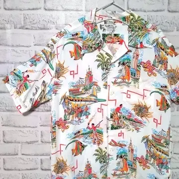 SUN SURF 선 서핑 알로하 M 화이트 반팔 하와이 패턴