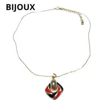 새상품급 BIJOUX 목걸이 스퀘어 블랙 화이트 일본풍 패턴