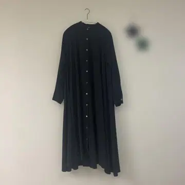 mizuiro ind 블랙 프론트 오픈 롱 셔츠 원피스