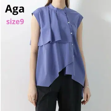 Aga 아가 비대칭 프릴 디자인 블라우스 퍼플 계열 사이즈 9