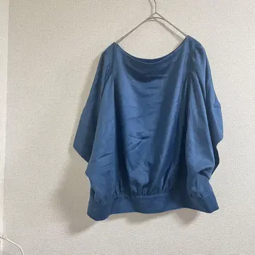 INED 이네드 블라우스 슬리브리스 광택 블루 9