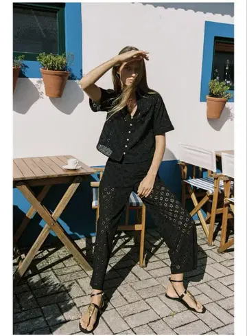 25ss 자라 컷워크 자수 큐롯 팬츠