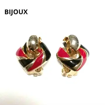 새상품급 BIJOUX 귀걸이 골드 레드 블랙 골드 도금 빈티지