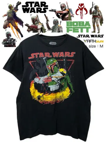 STAR WARS BOBA FETT 티셔츠 M 블랙 USA 구제 의류