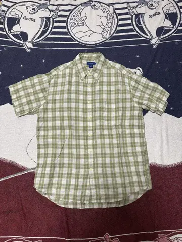 90s 00s J.CREW 린넨 체크 셔츠 반팔 셔츠 버튼 다운
