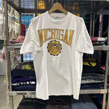 80s ARTEX 미시간 대학교 티셔츠 L 사이즈 화이트