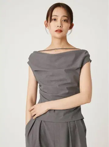 FRAY I.D 프레이 아이디 아지메 드레이프 블라우스 GRY 0 사이즈