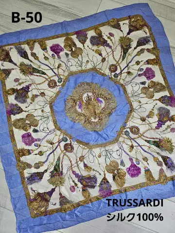 B-50 새상품급 TRUSSARDI 태슬 패턴 실크 스카프 대형